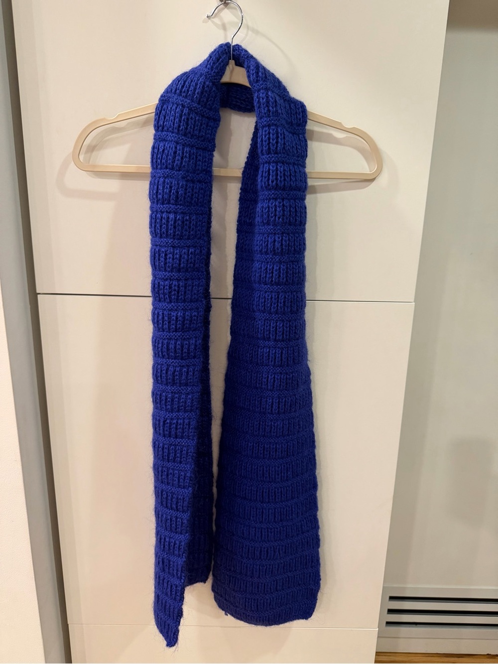 Handmade Royal Blue Chunky Knit Long Scarf 70”